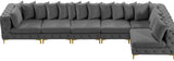 Tremblay Velvet / Engineered Wood / Metal / Foam Contemporary Grey Velvet Modular Sectional - 168" W x 69" D x 33" H