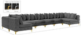 Tremblay Velvet / Engineered Wood / Metal / Foam Contemporary Grey Velvet Modular Sectional - 228" W x 69" D x 33" H