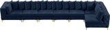 Tremblay Velvet / Engineered Wood / Metal / Foam Contemporary Navy Velvet Modular Sectional - 198" W x 69" D x 33" H