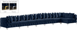 Tremblay Velvet / Engineered Wood / Metal / Foam Contemporary Navy Velvet Modular Sectional - 228" W x 69" D x 33" H