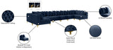 Tremblay Velvet / Engineered Wood / Metal / Foam Contemporary Navy Velvet Modular Sectional - 228" W x 69" D x 33" H