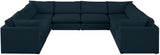 Mackenzie Linen Textured Fabric / Engineered Wood / Foam Contemporary Navy Durable Linen Textured Modular Sectional - 160" W x 120" D x 35" H