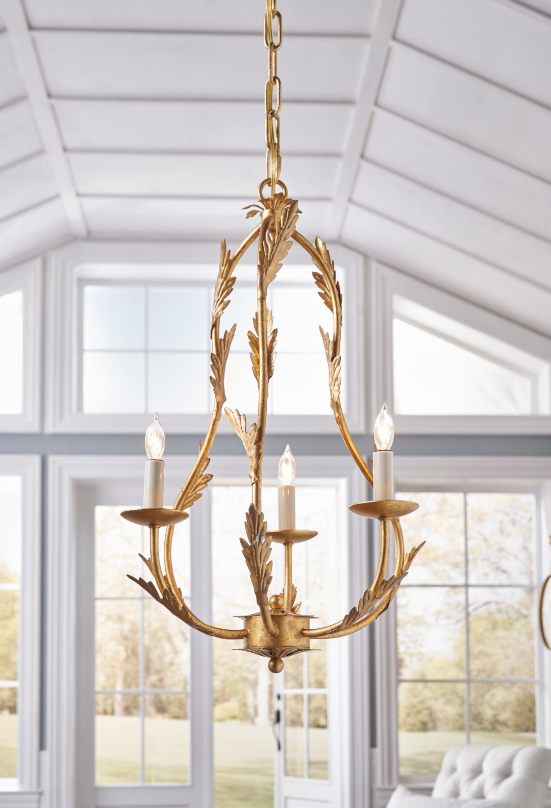 Petite Gold Leaf Iron-Acrylic Chandelier high quality