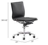 English Elm EE2948 100% Polyurethane, Steel, Aluminum Alloy Modern Commercial Grade Armless Office Chair Black, Silver 100% Polyurethane, Steel, Aluminum Alloy