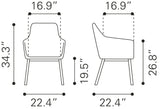 Zuo Modern Adage 100% Polyester, Plywood, Steel Modern Commercial Grade Dining Chair Set - Set of 2 Beige, Black 100% Polyester, Plywood, Steel