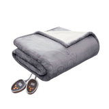 Woolrich Heated Plush to Berber Casual 100% Polyester Solid Knitted Microlight Heated Blanket WR54-1742