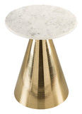 Zuo Modern Pure Marble, MDF, Aluminum Modern Commercial Grade Side Table White, Gold Marble, MDF, Aluminum