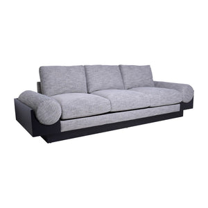 Sagebrook Home Contemporary 3- Seater Bolster Sofa - Black Wood Base - Tan/blk 17046-02 Brown/black Non-woven Fabric