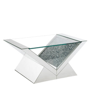 Noralie Glam Coffee Table Clear Glass, Mirrored & Faux Diamonds 84725-ACME