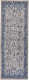 Ainsley Tribal Ornamental Rug w/Border, Blue/Ivory/Gray, 2ft-10in x 7ft-10in