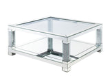 Noralie Glam Coffee Table Beveled Mirrored • Glass 4mm • Acrylic Faux Diamonds 87995-ACME