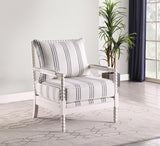 Traditional Upholstered Accent Chair with Spindle Accent White and Navy