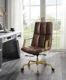 Rolento Industrial/Contemporary Office Chair SEAT] Espresso TGL (Espresso Leather) • BASE] tbc (Rusty Iron) 92494-ACME