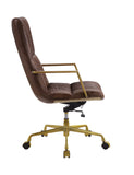 Rolento Industrial/Contemporary Office Chair SEAT] Espresso TGL (Espresso Leather) • BASE] tbc (Rusty Iron) 92494-ACME