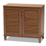 Coolidge Modern Contemporary Walnut Finished Shelf Wooden Shoe Storage Cabinet