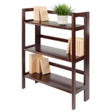 Winsome Wood Terry 3-Tier Foldable Shelf, Stackable, Walnut 94896-WINSOMEWOOD