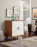 Alpine Furniture Flynn Small Bar Cabinet, Acorn/White 999-17 Acorn & White Mahogany Solids & Okoume Veneer 32 x 19 x 36