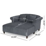 Noble House Freas Contemporary Tufted Double Chaise Lounge with Accent Pillows, Charcoal and Dark Espresso