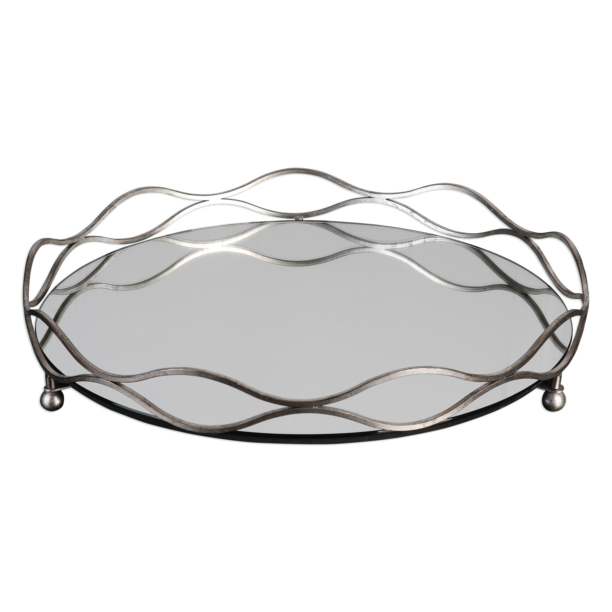 Rachele Mirrored Silver Tray English Elm