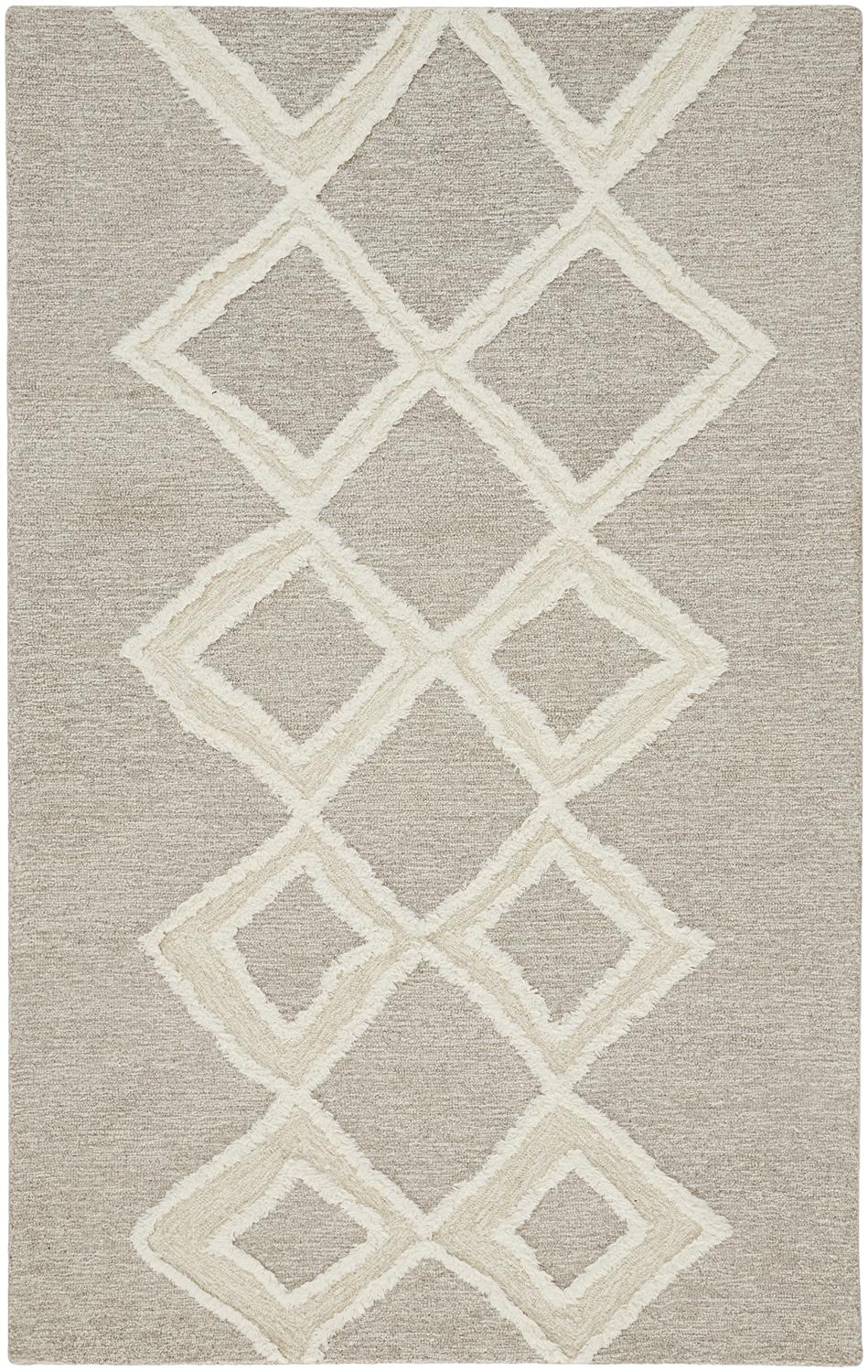 Anica 8009F Hand Tufted Geometric Wool Rug English Elm