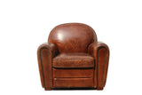 Paris Club Genuine Leather Living Room Arm Chair, Brown