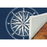 Trans-Ocean Liora Manne Frontporch Compass Novelty Indoor/Outdoor Hand Tufted 80% Polyester/20% Acrylic Rug Navy 8' Round