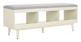 Safavieh Cricket Open Shelf Bench W/ Cushion Grey Linen / Crème  Wood BCH5000F