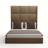 Nativa Interiors Moyra Square Tufted Upholstered High 87" Solid + Manufactured Wood / Revolution Performance Fabrics® Commercial Grade Panel Bed Brown Queen - 65.00"W x 86.00"D x 87.00"H