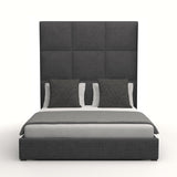 Nativa Interiors Moyra Square Tufted Upholstered High 87" Solid + Manufactured Wood / Revolution Performance Fabrics® Commercial Grade Panel Bed Charcoal Queen - 65.00"W x 86.00"D x 87.00"H