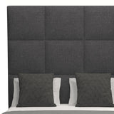 Nativa Interiors Moyra Square Tufted Upholstered High 87" Solid + Manufactured Wood / Revolution Performance Fabrics® Commercial Grade Panel Bed Charcoal Queen - 65.00"W x 86.00"D x 87.00"H