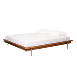 King Mid Century Modern Solid Wood Platform Bed - Caramel