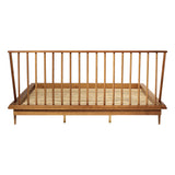 King Mid Century Modern Solid Wood Spindle Platform Bed - Caramel
