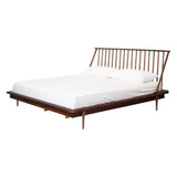 King Mid Century Modern Solid Wood Spindle Platform Bed - Walnut