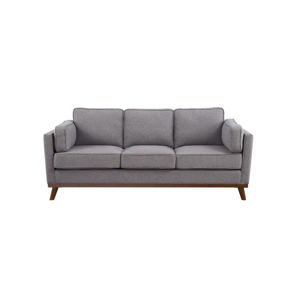 Polyester Upholstered Sofa With Wooden Splayed Legs Gray