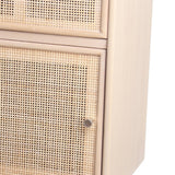 Benzara 1 Door and 1 Drawer Wooden Accent Chest with Mesh Pattern Front,Light Brown BM217893 Brown Solid Wood BM217893
