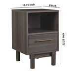 Benzara 1 Drawer Contemporary Wooden Nightstand with 1 Open Compartment, Gray BM227068 Gray Solid Wood BM227068