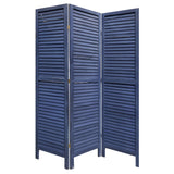 Benzara Wooden 3 Panel Shutter Screen with Fitted Slats, Dark Blue BM228610 Blue Solid Wood BM228610