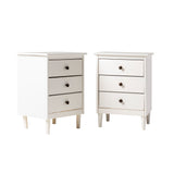 Walker Edison 2 Pack 3 Drawer Solid Wood Nightstands XIIXR BR3DNSWH-2PK