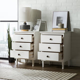 Walker Edison 2 Pack 3 Drawer Solid Wood Nightstands XIIXR BR3DNSWH-2PK