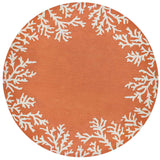 Trans-Ocean Liora Manne Capri Coral Border Casual Indoor/Outdoor Hand Tufted 80% Polyester/20% Acrylic Rug Coral 8' Round