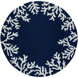 Trans-Ocean Liora Manne Capri Coral Border Casual Indoor/Outdoor Hand Tufted 80% Polyester/20% Acrylic Rug Navy 8' Round