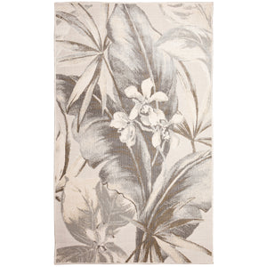 Trans-Ocean Liora Manne Canyon Tropical Leaf Casual Indoor/Outdoor Power Loomed 87% Polypropylene/13% Polyester Rug Ivory 7'8" x 9'10"