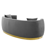 Resolute Curved Performance Velvet Sofa Gray EEI-3408-GRY