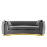 Resolute Curved Performance Velvet Sofa Gray EEI-3408-GRY