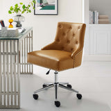 Regent Tufted Button Swivel Faux Leather Office Chair Tan EEI-3608-TAN