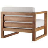 Upland Outdoor Patio Teak Wood 3-Piece Sectional Sofa Set EEI-4254-NAT-WHI-SET