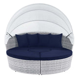 Scottsdale Canopy Sunbrella® Outdoor Patio Daybed Light Gray Navy EEI-4443-LGR-NAV