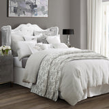 HiEnd Accents Wilshire Comforter Set FB1615-SQ-OC Silver, Gray Comforter: Face: 30% Cotton, 70% Polyester. Back: 100% Cotton. Filling: 100% Polyester; Skirt: 100% Cotton. Decking: 100% Polyester; Pillow Sham: 100% Polyester 92x96x3