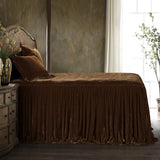 HiEnd Accents Stella Faux Silk Velvet Bedspread Set FB6900-QN-CB Copper Brown 70% rayon, 30% nylon 60x80x33