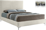 Geri Velvet / Engineered Wood / Metal / Foam Contemporary Cream Velvet Full Bed - 59.5" W x 81.7" D x 53" H